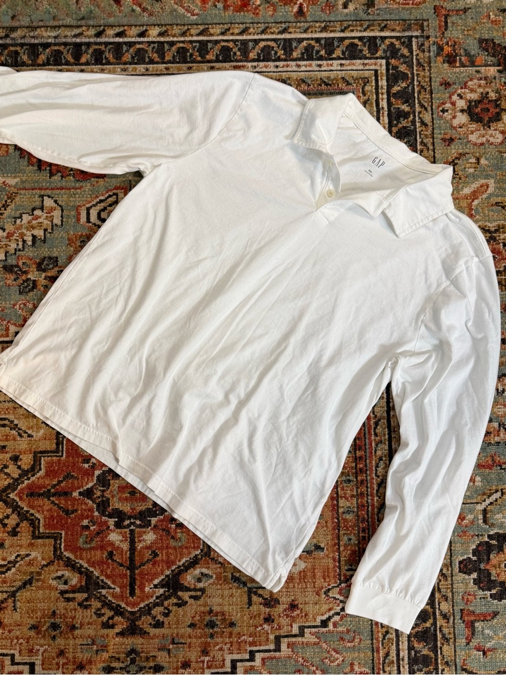 GAP Men's White Long-Sleeve Polo